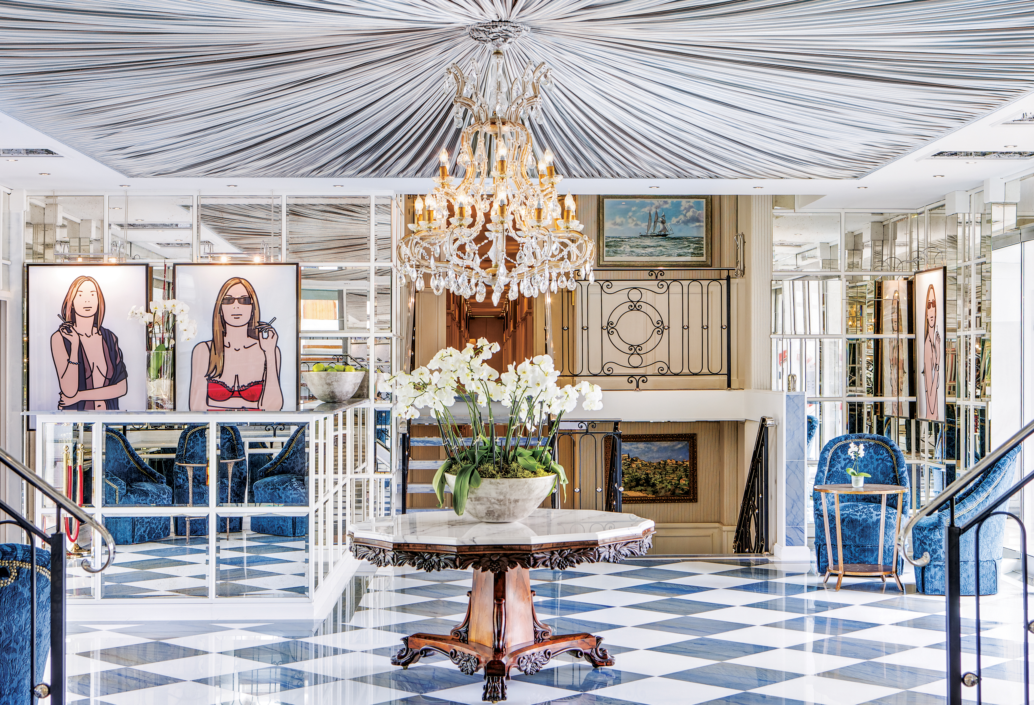 You are welcomed aboard through an impressive two-story lobby