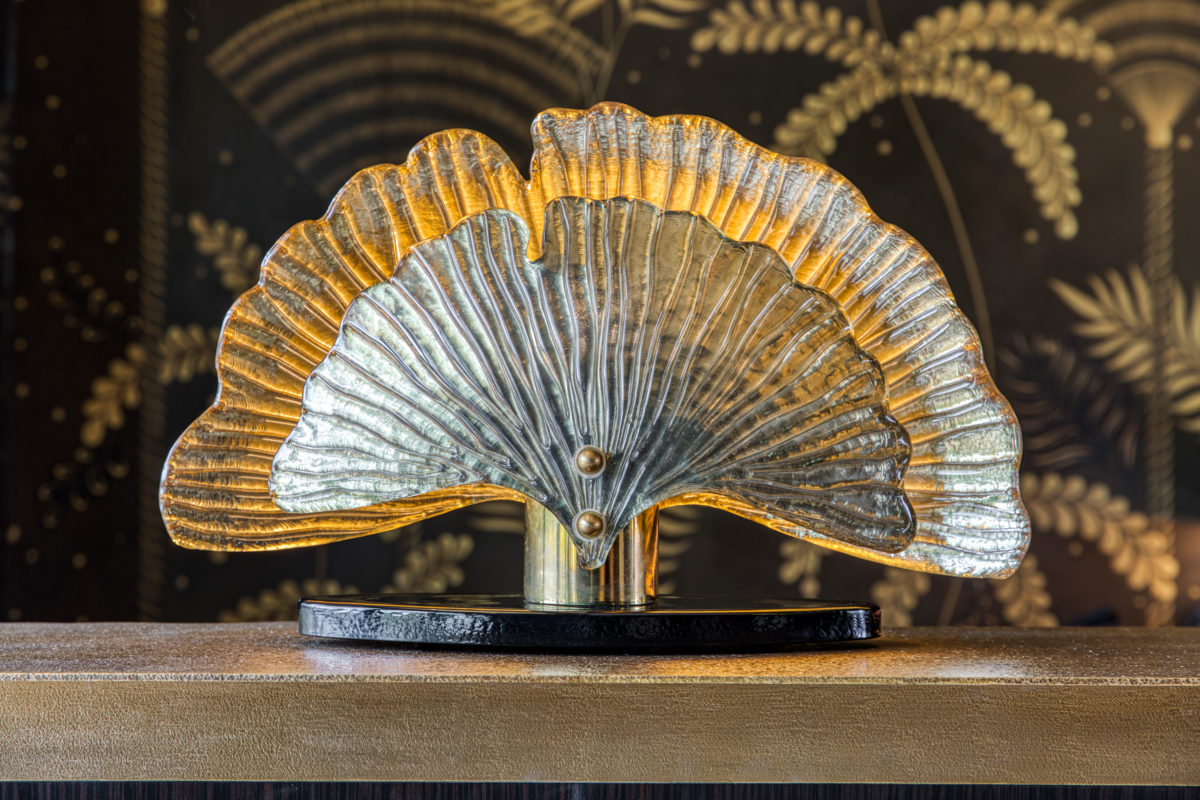 The ship is a tribute to Venice with colorful Murano glass sculptures