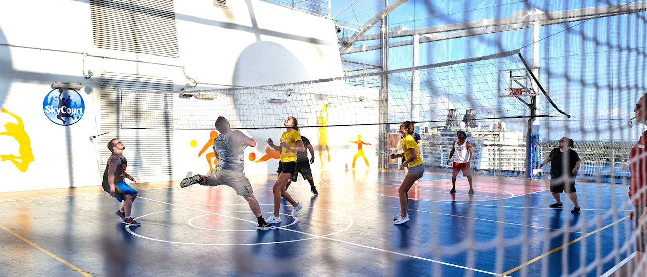 Play volleyball with sea views