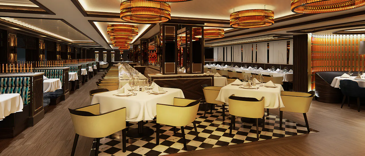 The Crown Grill with a modern, sleek design and theater-style kitchen