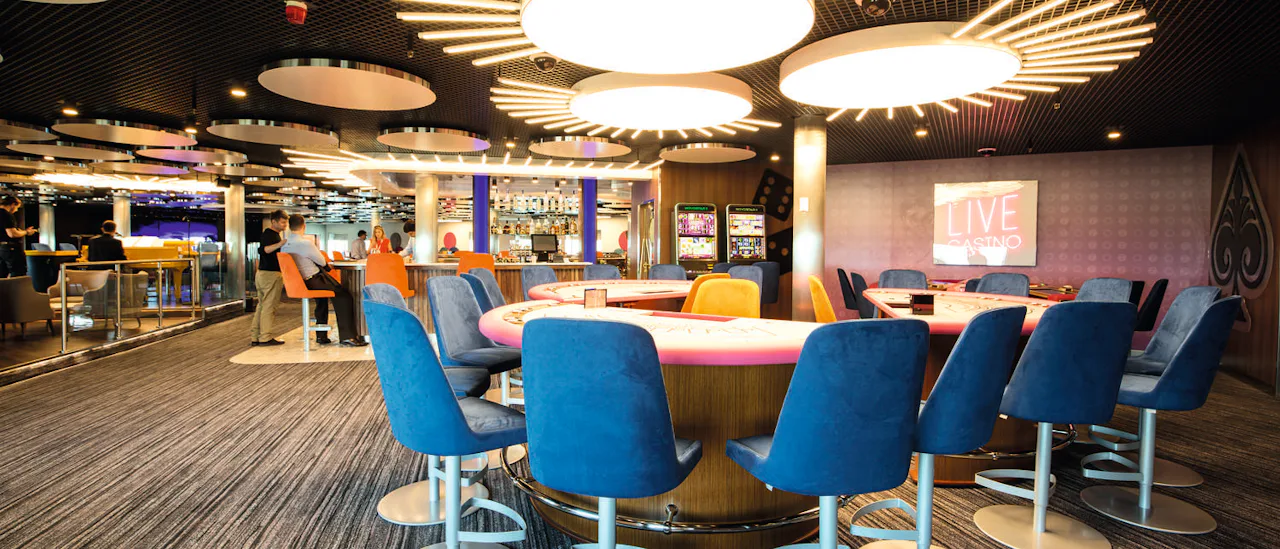 The stylish casino is open until late, and features blackjack tables, and fruit machines