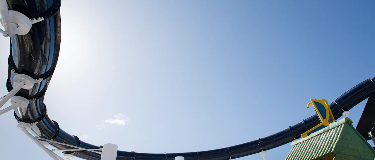 Vertigo, the longest single-rider water slide on the seas, starting on Deck 18, takes riders on a thrilling 390 ft. journey of twists and turn!