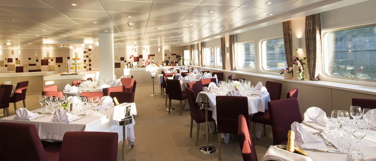 The atmosphere is casual but elegant in the main restaurant.