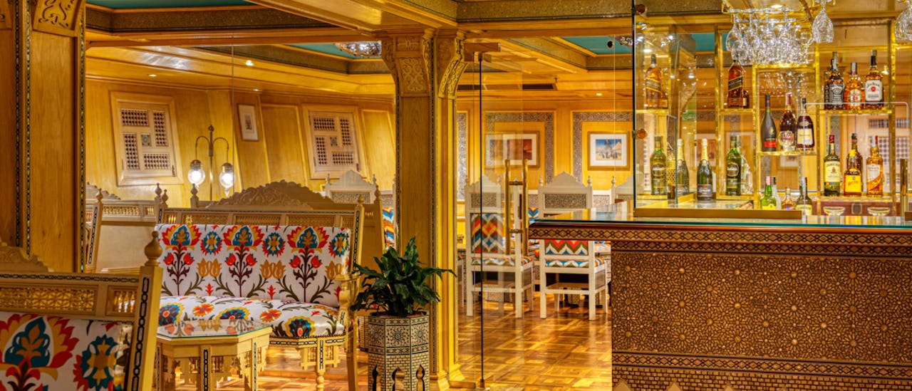 Egyptian artwork, fabrics, and hand-carved furnishings bring the region's beauty to life onboard