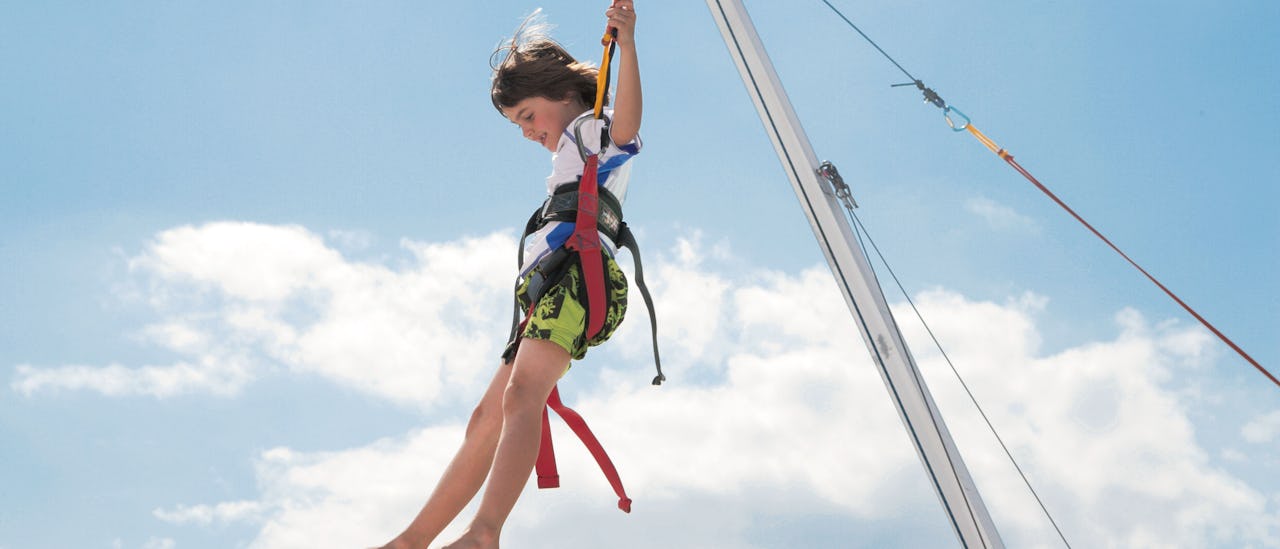 Jump around on the trampoline