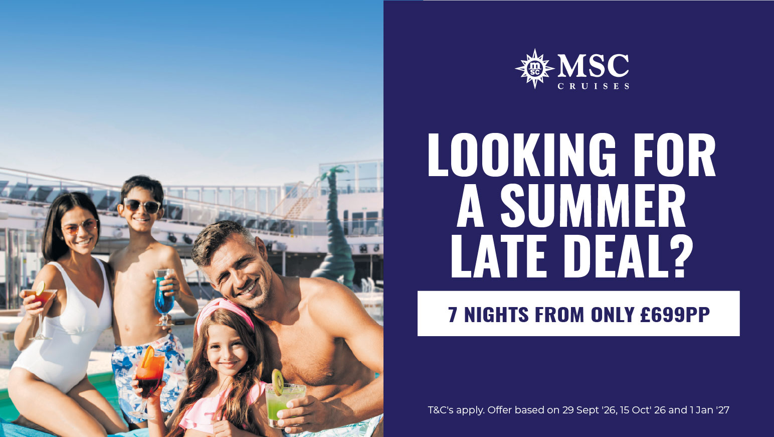 Late Summer deals with MSC from £699pp