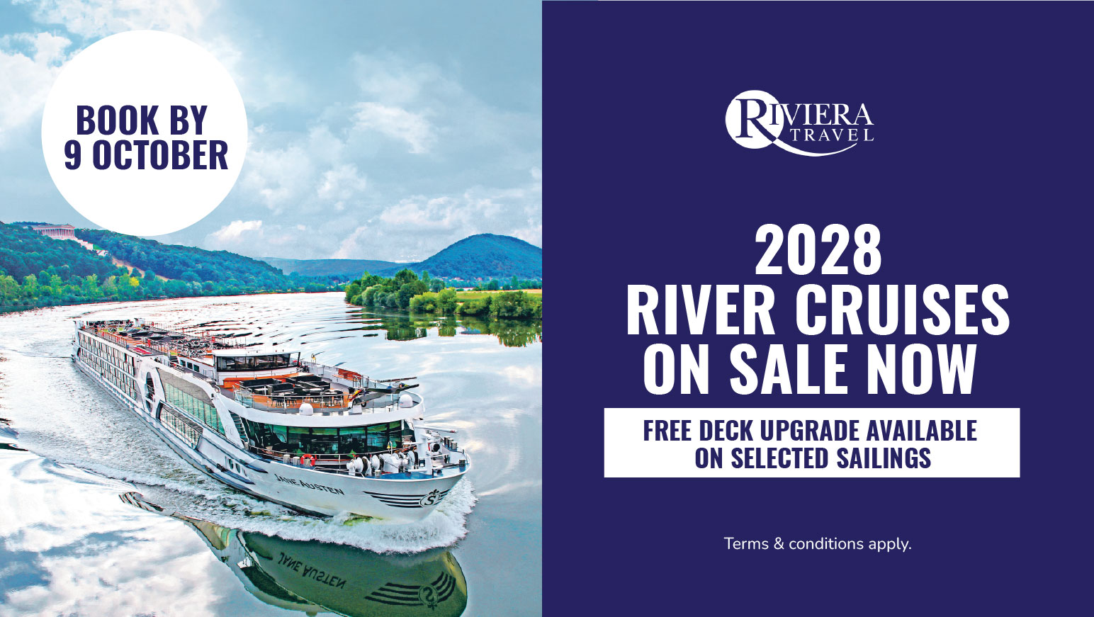 2028 river cruises on sale now with Riviera Travel
