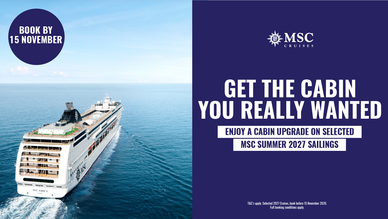 Get the cabin you really wanted with MSC Cruises
