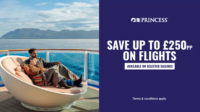 Enjoy up to $500 onboard credit per stateroom and save up to £250pp on flights with Princess Cruises