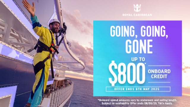 Up to $800 onboard credit with Royal Caribbean