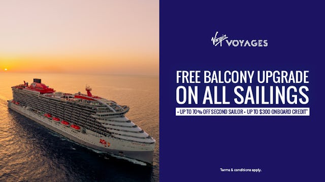 Free balcony upgrade with Virgin Voyages