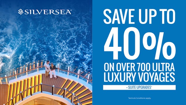 Save up to 40% + suite upgrades with Silversea