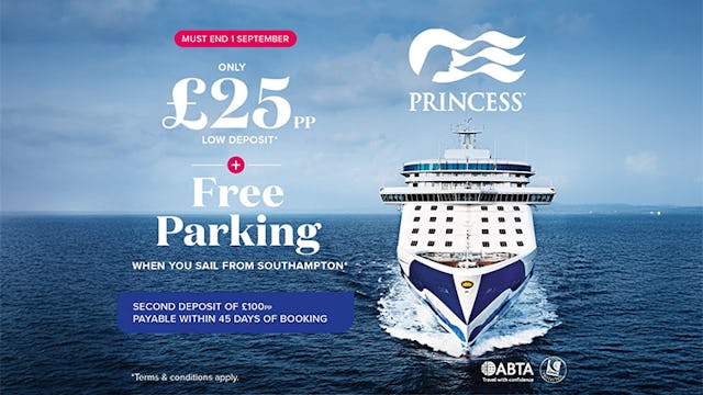 Princess Cruises low deposit and free parking
