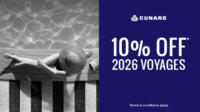 10% off Cunard Voyages