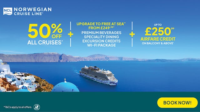 Save up to 50% off all Norwegian Cruise Line Cruises