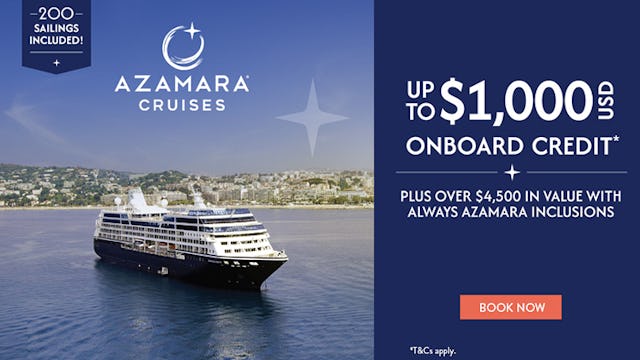 Up to $1000 onboard credit with Azamara Cruises