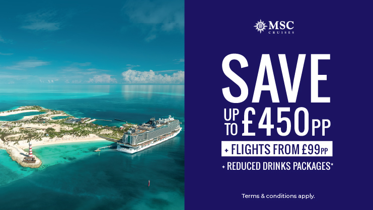 Save up to £450pp with MSC Cruises