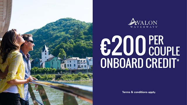 EURO200 per couple onboard credit with Avalon Waterways