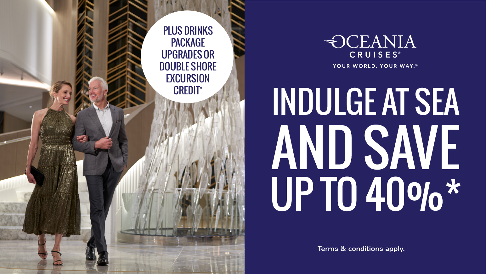 Save up to 40% with Oceania Cruises
