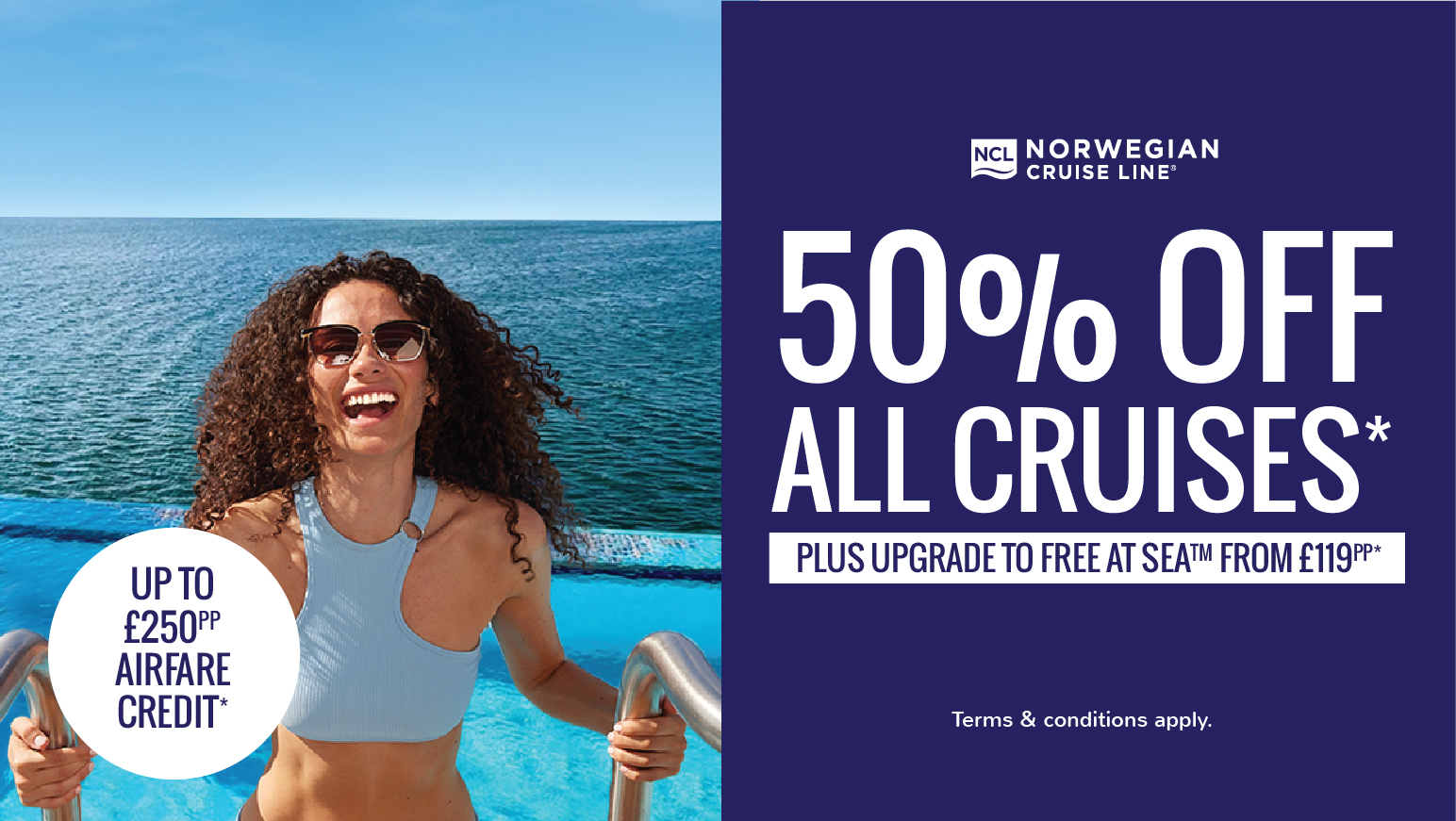 50% off all cruises with NCL