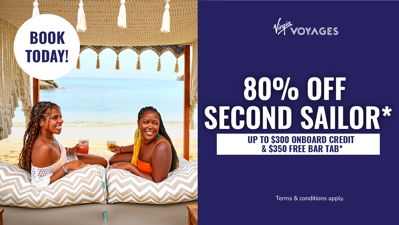 80% off second sailor with Virgin Voyages