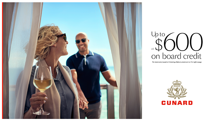 Up to $600 onboard credit with Cunard