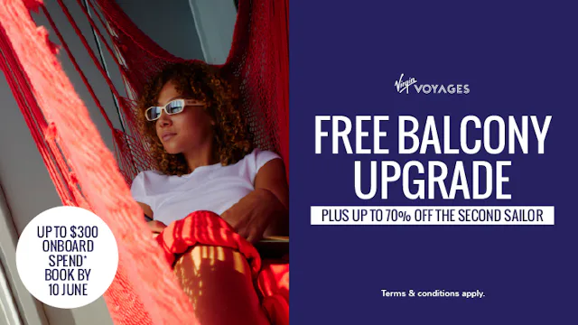 Free balcony upgrades with Virgin Voyages