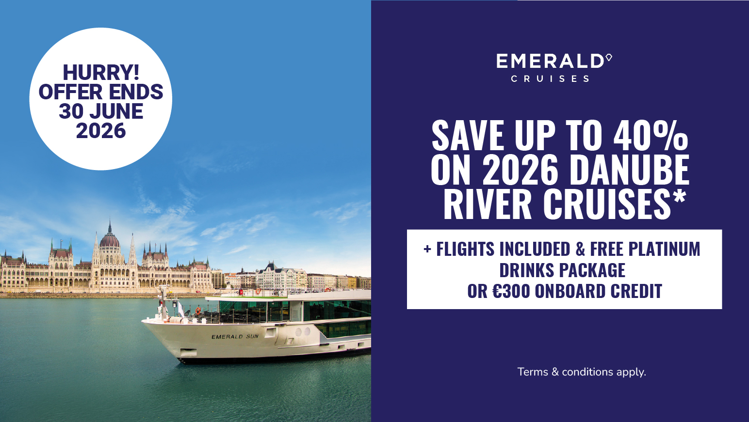 Save up to 40% on Emerald Cruises Danube River Cruises