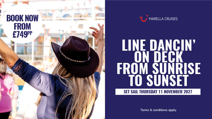 Line dancin on deck from sunrise to sunset with Marella Cruises