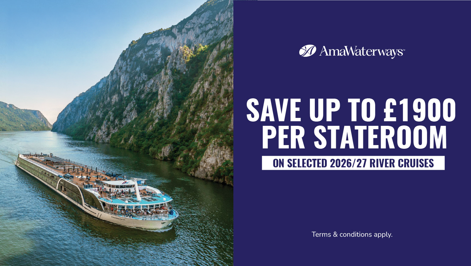 Save up to £1900 per stateroom with AmaWaterways River Cruises
