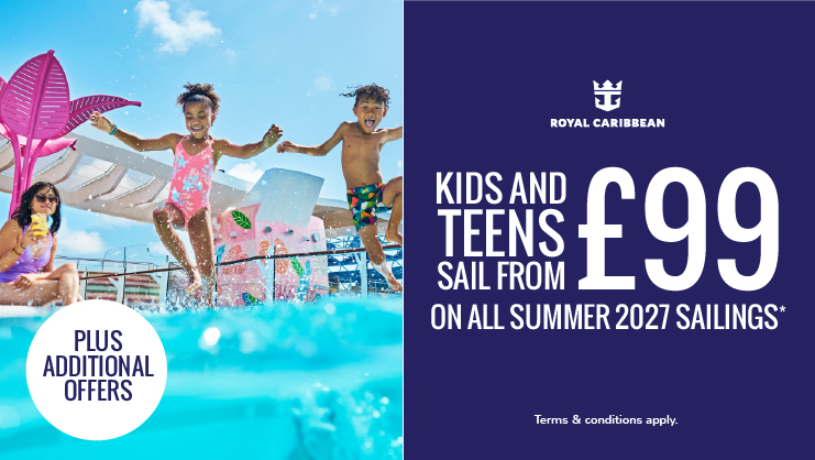 Kids and teens sail from £99 on all summer 2028 sailings with Royal Caribbean