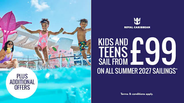 Kids and teens sail from £99 on all summer 2028 sailings with Royal Caribbean